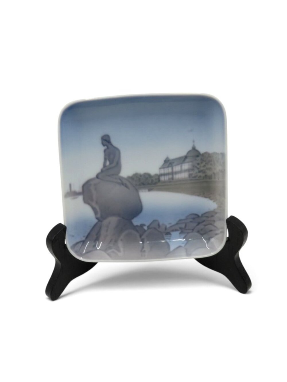 Vintage Bing Grondahl Denmark Mermaid Porcelain Square Dish Trinket